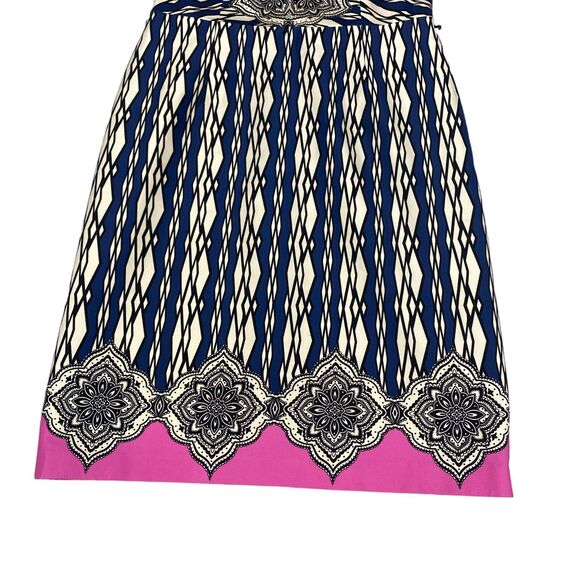 David Meister Sheath Dress Women's Size 12 Multi Geometric Cap Sleeve Back Zip - Picture 13 of 16